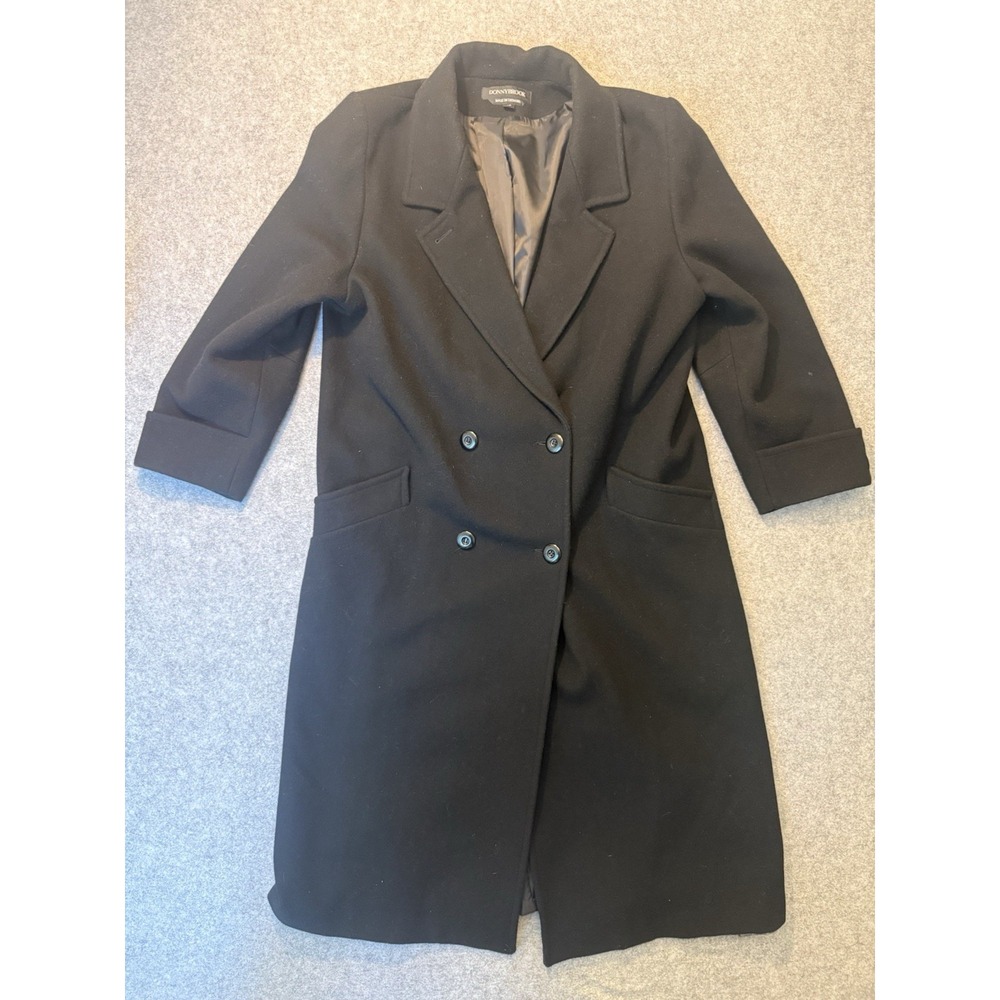 Donnybrook Women's 16 Black 100% Wool Long Double Breasted Coat